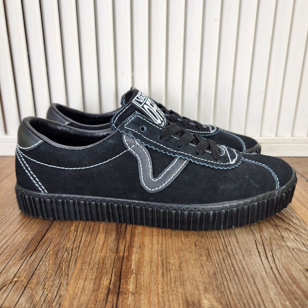 Vans Sport Low Creeper Womens Sz 7 Black Suede Skater Skateboarding Grunge Shoes